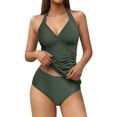 thumbnail image 1 of XuJwPNcy Tankini Swimsuits for Women Halter V Neck Bathing Suits Two Piece Tankini Tops with Bikini Bottoms Ruched Swimwear, 1 of 7