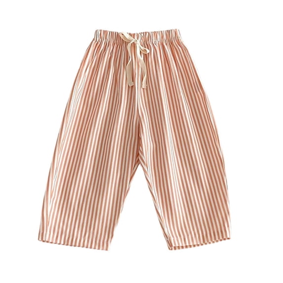 XuJwPNcy Toddler Girls Boys Cotton Pants Baby Striped Summer Drawstring Waist Trousers Infants Cute Comfort Pants 12M-6Y
