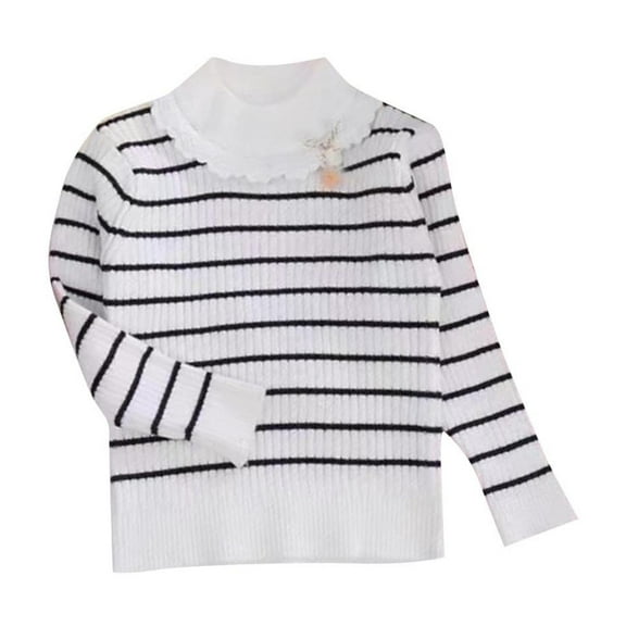 XuJwPNcy Toddler Girls Striped Button down Sweater Long Sleeve Cotton Knit Cardigan Crew Neck Winter Pullover Girls Fall Clothes