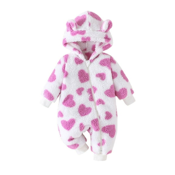 XuJwPNcy Unisex Baby Sherpa Fleece Hooded Romper Girls Boys Winter Plush Clothes Newborn Outfit Infant Baby Clothes