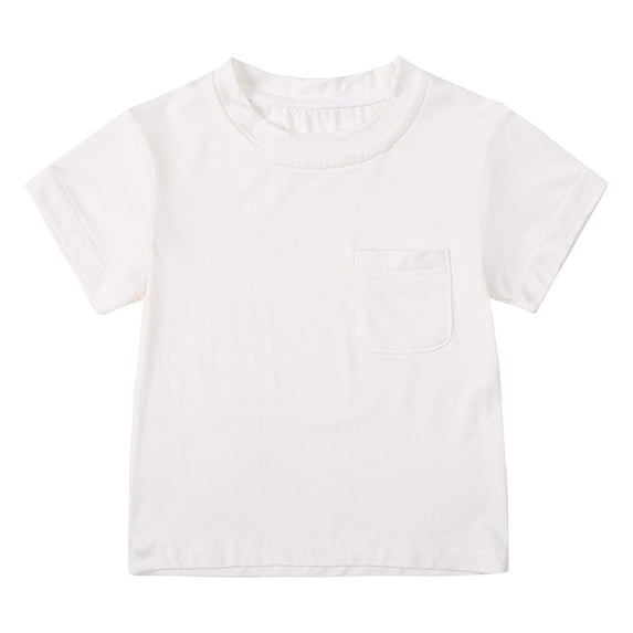 XuJwPNcy Unisex Baby Short Sleeve Shirts Infant Cotton Round Neck Pocket Tee Top Newborn Toddler Summer Casual Basic Tshirts