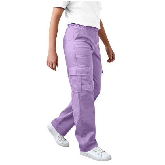 XuJwPNcy Unisex Kids Cargo Pants Casual Straight Leg Trousers Children High Waist Hiking Pants Teens Workout Travel Clothes