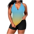 thumbnail image 1 of XuJwPNcy Women Two Piece Halter Tankini Bathing Suits Padded Adjustable Drawstring Swimsuit with Boyshorts Swimwear, 1 of 7