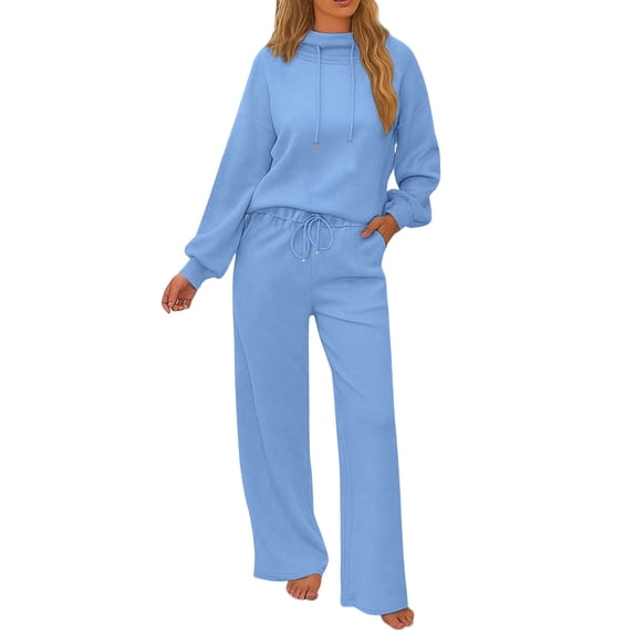 XuJwPNcy Women's 2 Piece Sweatsuits Outfits Fall Hoodies Wide Leg Sweatpants with Pocket Tracksuits Lounge Matching Sets