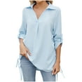thumbnail image 1 of XuJwPNcy Women's 3/4 Sleeve Chiffon Blouses Loose V-Neck Shirts for Spring Business Casual Tops Women Fall Clothes, 1 of 4