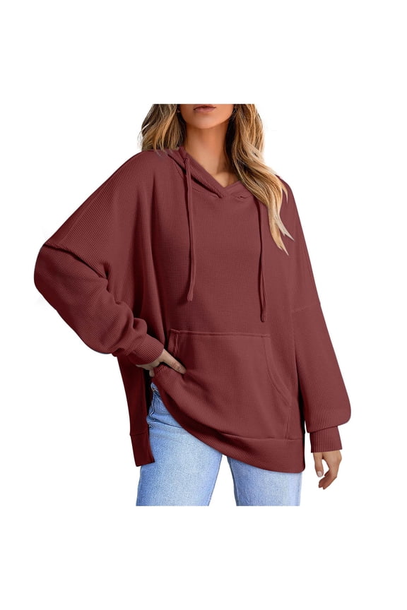 Women's Fall Clothes Fashion Oversized Hoodies Sweatshirt Long Sleeve Side Split Tops Trendy Fall Hoodie Clothing
