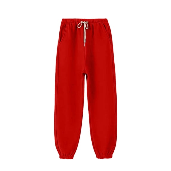 cfhntfmh Women's Fleece Jogger Sweatpant Fall Fashion Baggy Lounge Bottoms High Waisted Drawstring Workout Joggers(Red,3X-Large)