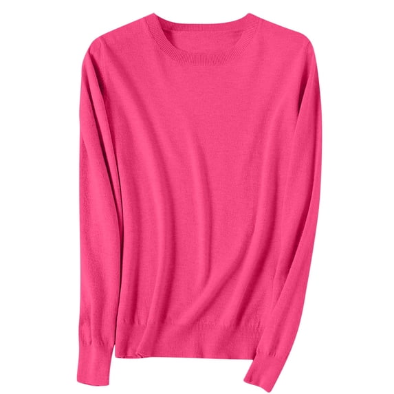 XuJwPNcy Women's Knit Sweater Tops Fall Long Sleeve Crew Neck Pullover Tops Casual Solid Thermal Sweaters