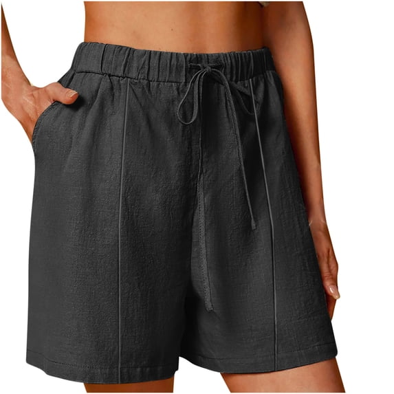 XuJwPNcy Women's Linen Bermuda Shorts Plus Size High Waisted Cotton Shorts Lightweight Wide Leg Summer Beach Outfit with Pockets