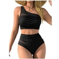 thumbnail image 1 of XuJwPNcy Women's One Shoulder Bikini Sets Two Piece Swimsuit High Waisted Ruched Bathing Suit for Summer Beach Fashion, 1 of 4