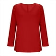thumbnail image 1 of XuJwPNcy Women's Plus Size Tops Long Sleeve V Neck Tee Shirt Basic Womens Loose Fit T Shirt Dressy Casual Blouse（Red,X-Large), 1 of 4
