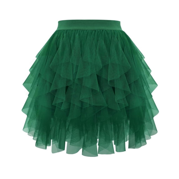 XuJwPNcy Women's Skirts High Waisted Tulle Mini Skirts Breathable Tiered Ruffle Summer Skirt Trendy Cute Ladies Clothes