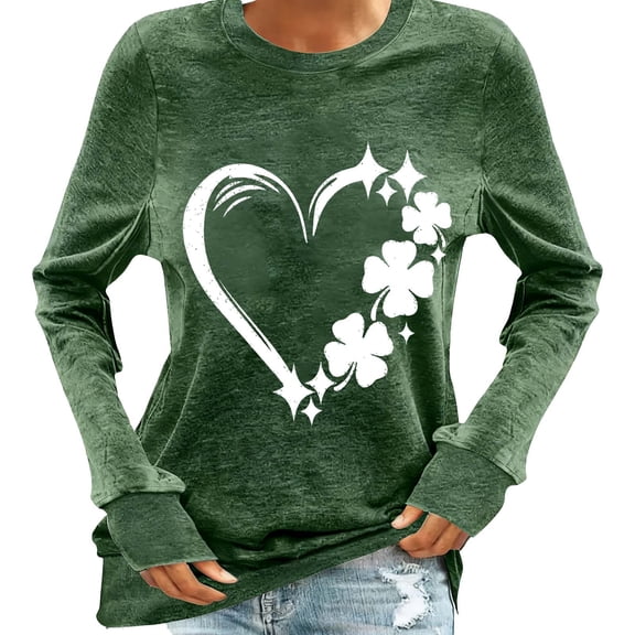 XuJwPNcy Women's St Patrick's Day T-Shirt Spring Graphic Tees Tops Casual Long Sleeve T-Shirts Crewneck Basic Top