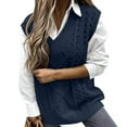 thumbnail image 1 of cfhntfmh Women's Sweater Vest Fall V Neck Casual Sleeveless Sweaters Loose Cable Knit Winter Pullover Tops Basic Sweater Vest（Navy,Medium), 1 of 6