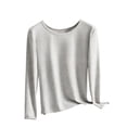 thumbnail image 1 of cfhntfmh Womens Cotton Long-Sleeve Crewneck T-Shirt Thermal Underwear Softwear with Stretch Basic Fall Outfits, 1 of 4
