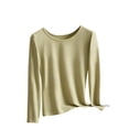 thumbnail image 1 of cfhntfmh Womens Cotton Long-Sleeve Crewneck T-Shirt Thermal Underwear Softwear with Stretch Basic Fall Outfits, 1 of 6