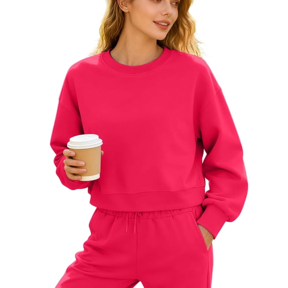 XuJwPNcy Womens Cropped Sweatshirt Long Sleeve Fall Fashion Pullover Casual Trendy Outfits Winter Clothing for Women