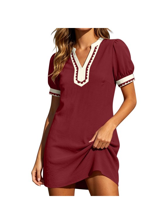 Womens Dresses Lightweight V Neck Boho Dresses Summer Lounge Mini Dreses Comfortable Beach Vacation Clothes
