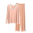 thumbnail image 1 of cfhntfmh Womens Modal Pajama Sets Spring Sleepwear Long Sleeve V Neck Top and Pants Pj Set 2 Piece Soft Lounge Set(Pink,X-Large), 1 of 5