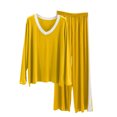 thumbnail image 1 of XuJwPNcy Womens Modal Pajama Sets Spring Sleepwear Long Sleeve V Neck Top and Pants Pj Set 2 Piece Soft Lounge Set(Yellow,X-Large), 1 of 5