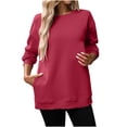 thumbnail image 1 of XuJwPNcy Womens Oversized Sweatshirts Fleece Fall Fashion Clothes Solid Color Crewneck Long Sleeve Tops Fleece Pullover, 1 of 7
