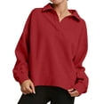 thumbnail image 1 of XuJwPNcy Womens Oversized Sweatshirts Long Sleeve Lapel Tops Soft Knit Pullover Outdoor Athletic Exercise Clothes Fall Outfits, 1 of 7