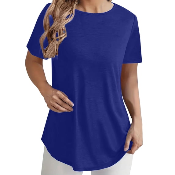 XuJwPNcy Womens Plus Size Tops Short Sleeve Crewneck Loose Fit Basic Oversized T Shirts Summer Spring Outfits S-5XL