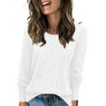 thumbnail image 1 of XuJwPNcy Womens Ribbed Knit Long Sleeve Tops Casual Crew Neck Pullover Sweaters Blouses Basic Casual Tee Tops, 1 of 7