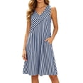 thumbnail image 1 of XuJwPNcy Womens Summer Dresses Sleeveless Striped Knee Length Dress with Pockets V Neck Comfortable Soft Dresses for Women, 1 of 7