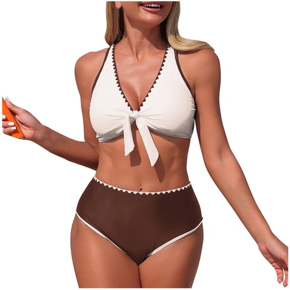 XuJwPNcy Womens Summer Swimsuits 2 Piece High Waisted Bikini Sets Butt Lifting Bathing Suits Cross Back Swimwear
