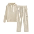 thumbnail image 1 of XuJwPNcy Womens Sweatsuits 2 Piece Sets Drawstring Lounge Hoodies and Straight Leg Sweatpants with Pockets Matching Outfits, 1 of 4