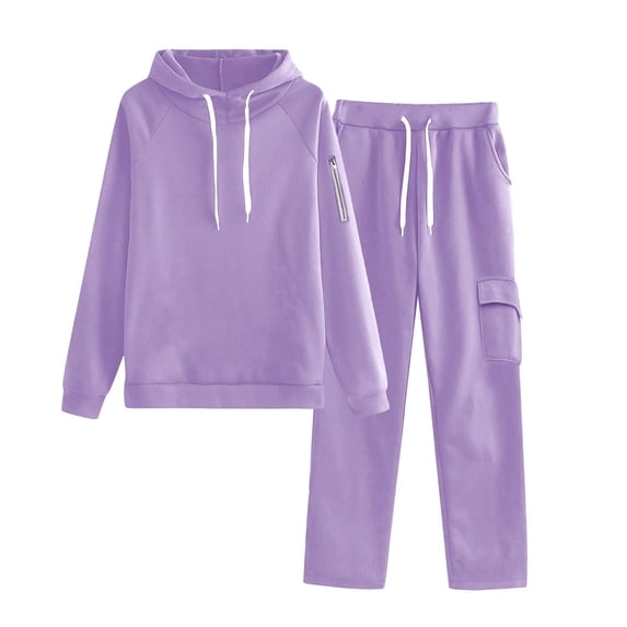 XuJwPNcy Womens Sweatsuits 2 Piece Sets Drawstring Lounge Hoodies and Straight Leg Sweatpants with Pockets Matching Outfits