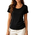 thumbnail image 1 of XuJwPNcy Womens Tops Lightweight Basic Short Sleeve Tee Round Neck Casual Undershirts Summer Thin Breathable Tshirt Clothes, 1 of 5
