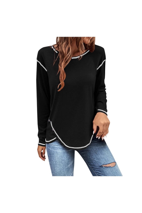 Womens Tunic Tops Plus Size with Leggings Long Sleeve Fall Fashion Shirts Crew Neck Curved Hem Pullover
