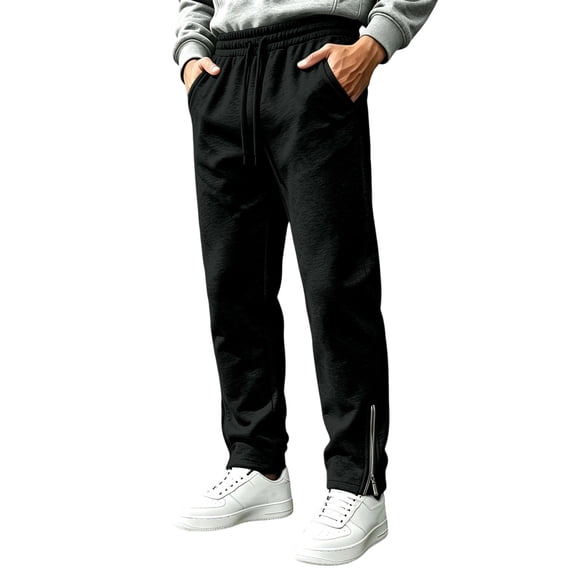 XuJwPNcy Workout Pants for Men Athletic Ankle Zip Pants with Pockets Lightweight Gym Running Training Trousers(Black,XX-Large)