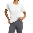 thumbnail image 1 of XuJwPNcy Workout Tops for Women Basic Short Sleeve Rash Guard T-Shirts Summer Comfortable Tees Yoga Gym Running Clothing, 1 of 7