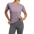 thumbnail image 1 of XuJwPNcy Workout Tops for Women Basic Short Sleeve Rash Guard T-Shirts Summer Comfortable Tees Yoga Gym Running Clothing, 1 of 7