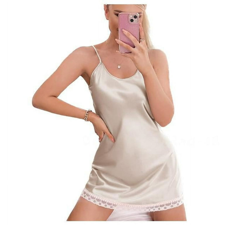 ₪54-Female Nightgown Home Clothes Ice Silk Long-sleeved Casual