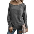 thumbnail image 1 of Xuanfei Women Boat Neck Batwing Long Sleeve Patchwork Blouse, 1 of 6