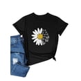 thumbnail image 1 of Xuanfei Women Butterflies Daisy Graphic Print Round Neck Short Sleeve T-Shirt, 1 of 7