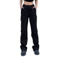 thumbnail image 1 of Xuanfei Women Cargo Pants With Pockets Adjustable Drawstring Elastic Waist Straight Leg Pants, 1 of 5