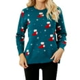 thumbnail image 1 of Xuanfei Women Christmas Cartoon Printed Long Sleeve Crew Neck Ribbed Edge Knit Sweater, 1 of 7
