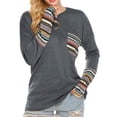 thumbnail image 1 of Xuanfei Women Crew Neck Vintage Splice Print Long Sleeve Blouse, 1 of 5
