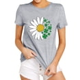 thumbnail image 1 of Xuanfei Women Daisy Floral Clover Printing Round Neck Short Sleeve T-Shirt, 1 of 7