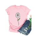 thumbnail image 1 of Xuanfei Women Daisy Letter Print Crew Neck Short Sleeve T-shirt, 1 of 7