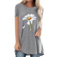 thumbnail image 1 of Xuanfei Women Daisy Print Round Neck Short Sleeve T-Shirt, 1 of 7