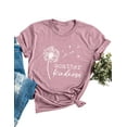 thumbnail image 1 of Xuanfei Women Dandelion Letter Print Round Neck Short Sleeve Summer T-shirt, 1 of 7