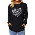 thumbnail image 1 of Xuanfei Women Floral Heart Graphic Print Crew Neck Long Sleeve Pocket Pullover Top, 1 of 7