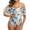 thumbnail image 1 of Xuanfei Women Floral Print Flounce Off Shoulder One Piece Swimsuit, 1 of 7