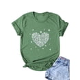 thumbnail image 1 of Xuanfei Women Heart Shaped Daisy Print Round Neck Short Sleeve T-Shirt, 1 of 6